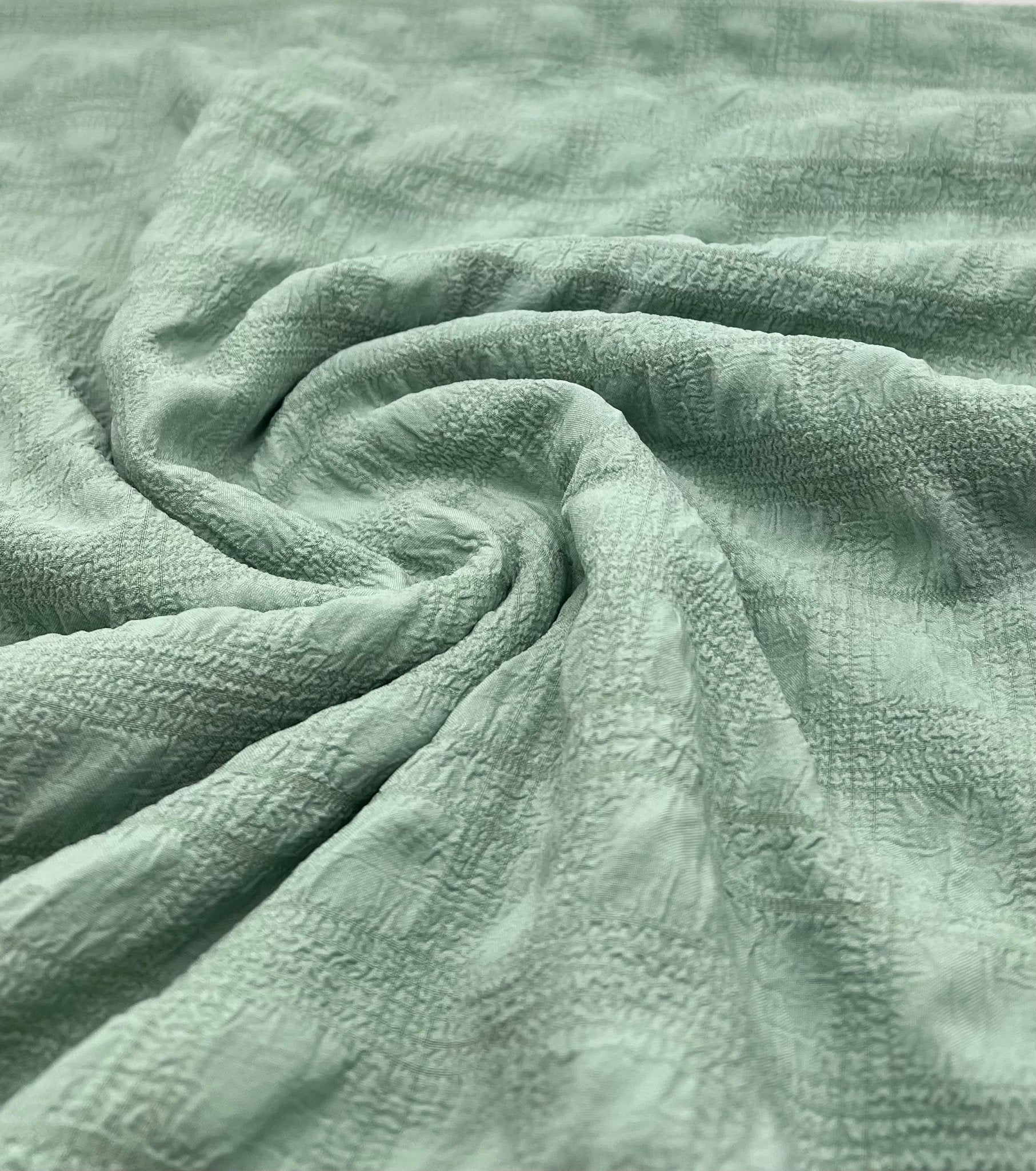 Sage Green Textured Bubble Non Stretch Fabric - T9 Fabrics